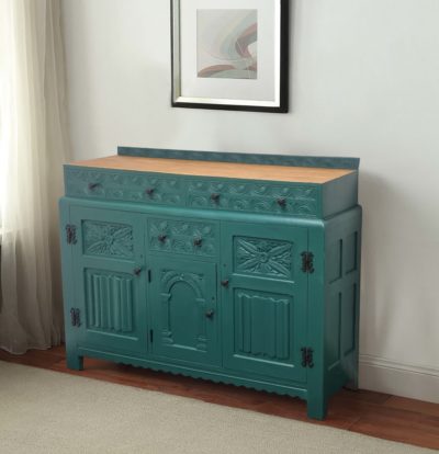 forest green carved sideboard